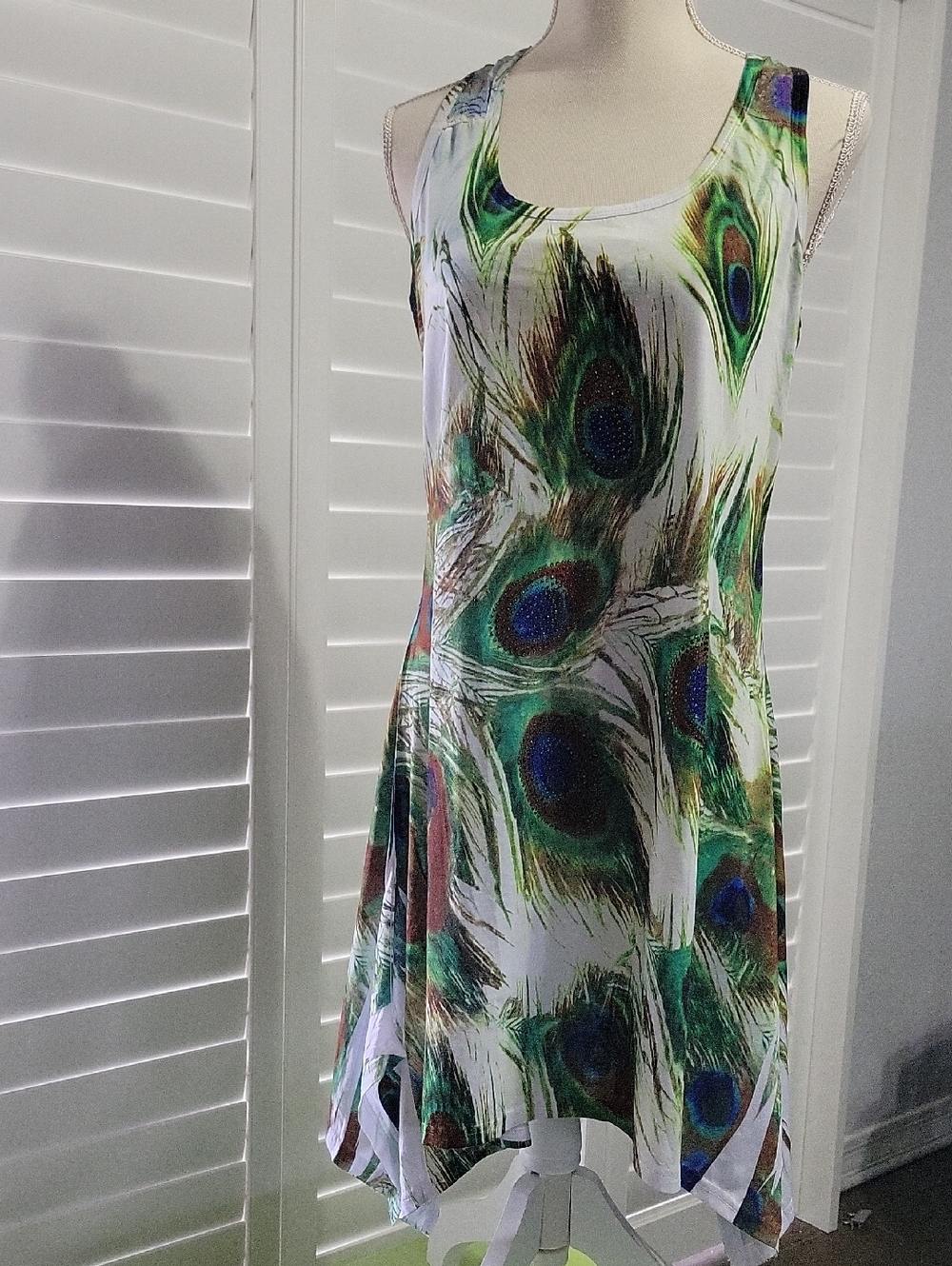 India Boutique Green and Blue Peacock Print Dress